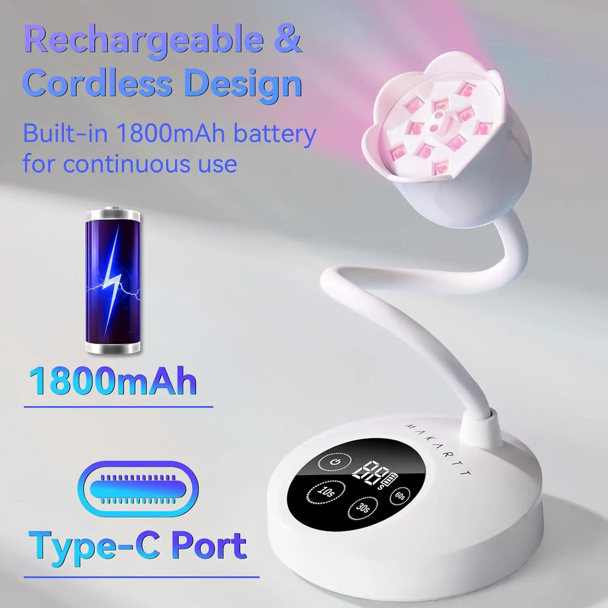 Makartt UV Nail Lamp  Portable Rechargeable LED Light with Sensor for