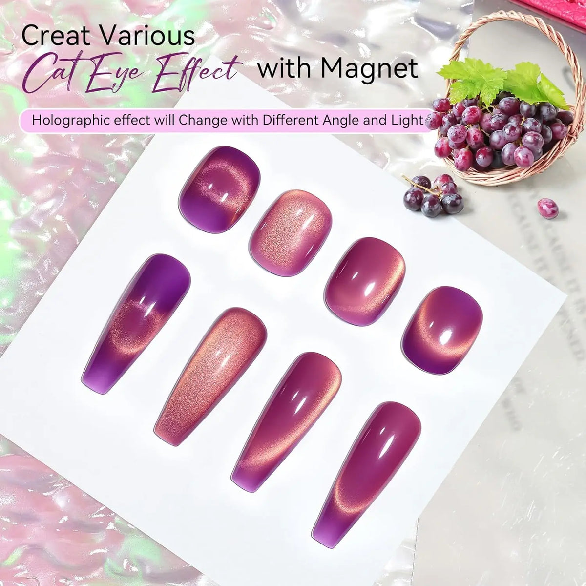 Makartt Holographic Cat Eye Gel Nail Polish Jelly Gel Nail Polish Soak
