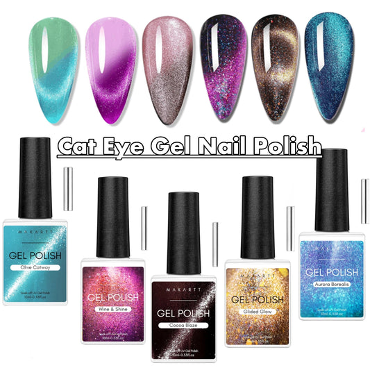 Makartt Holographic Cat Eye Gel Nail Polish Jelly Gel Nail Polish Soak
