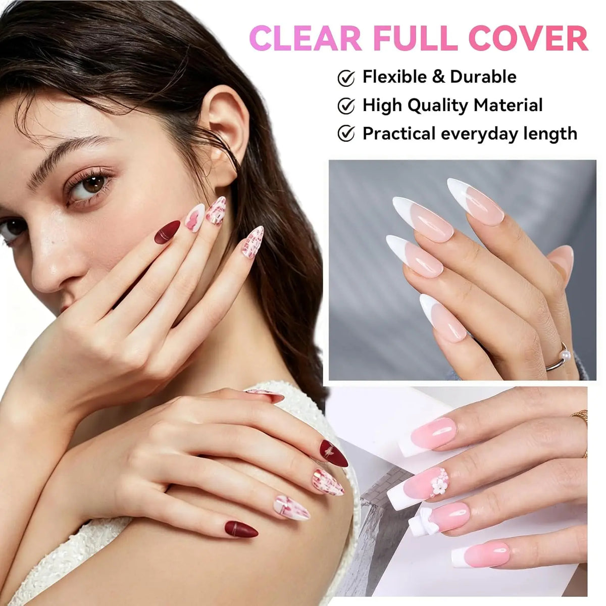Makartt Fake Nail Tips 500pcs Almond Full Cover Gel Tips False Acrylic