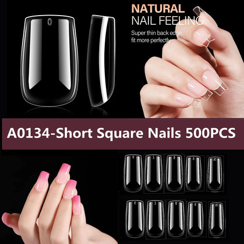 Makartt Fake Nail Tips 500pcs Almond Full Cover Gel Tips False Acrylic