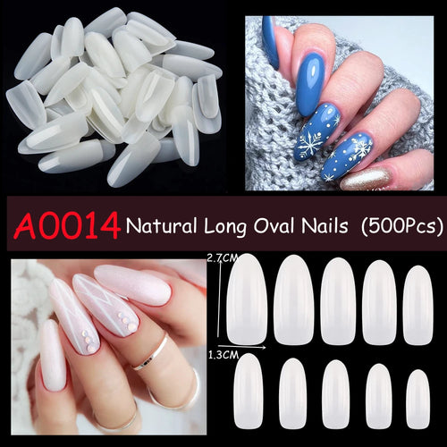 Makartt Fake Nail Tips 500pcs Almond Full Cover Gel Tips False Acrylic