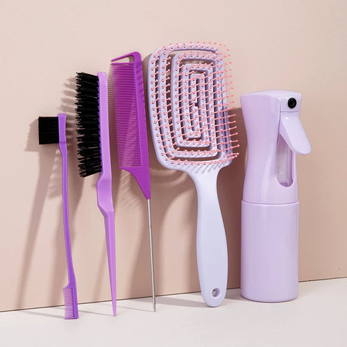 5pcs comb set Relaxing Elastic Massage Comb Hollow Out Hair Brush