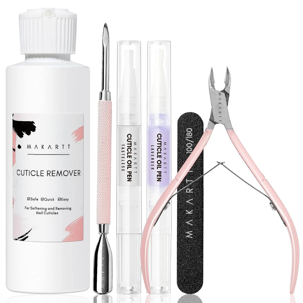 Makartt Cuticle Remover Kit, Nail Care with Cuticle Oil Pen, Trimmer,