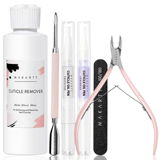 Makartt Cuticle Remover Kit, Nail Care with Cuticle Oil Pen, Trimmer,