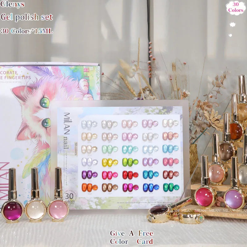 Glenys 30 Color Cat's Eye Nail Polish Gel Net Red Popular Fairy Spirit