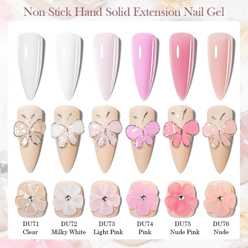 3/4pcs/Set 8ml Clear White Pink Non Stick Hand Extension Gel Nail