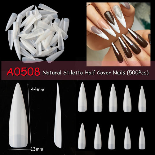 Makartt Fake Nail Tips 500pcs Almond Full Cover Gel Tips False Acrylic