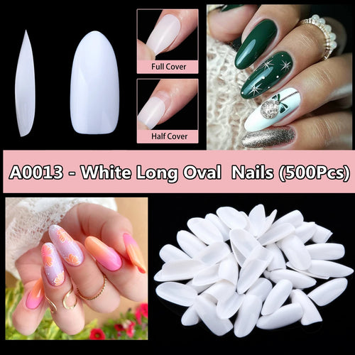 Makartt Fake Nail Tips 500pcs Almond Full Cover Gel Tips False Acrylic