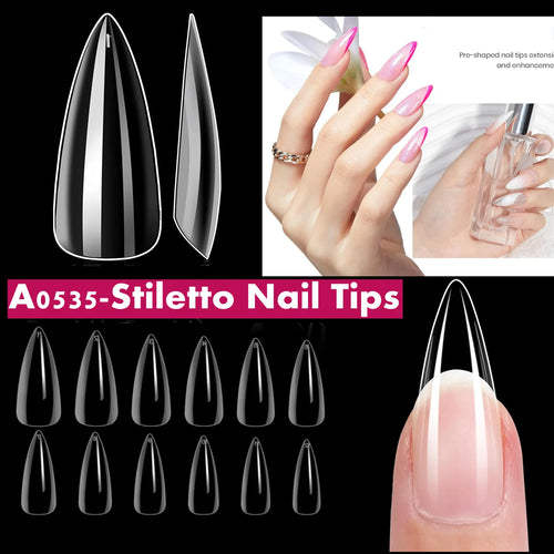 Makartt Fake Nail Tips 500pcs Almond Full Cover Gel Tips False Acrylic
