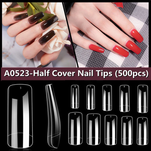 Makartt Fake Nail Tips 500pcs Almond Full Cover Gel Tips False Acrylic