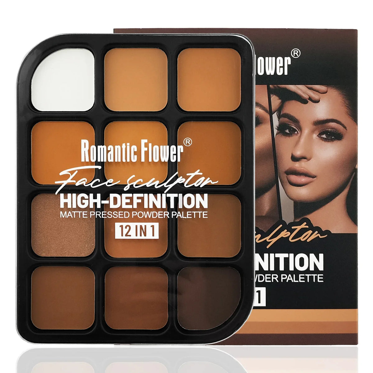 Deep Skin 12-Color Matte Contour Palette - Full Coverage All-In-One