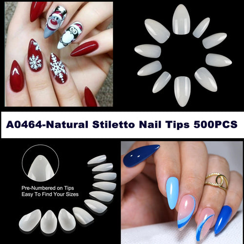 Makartt Fake Nail Tips 500pcs Almond Full Cover Gel Tips False Acrylic