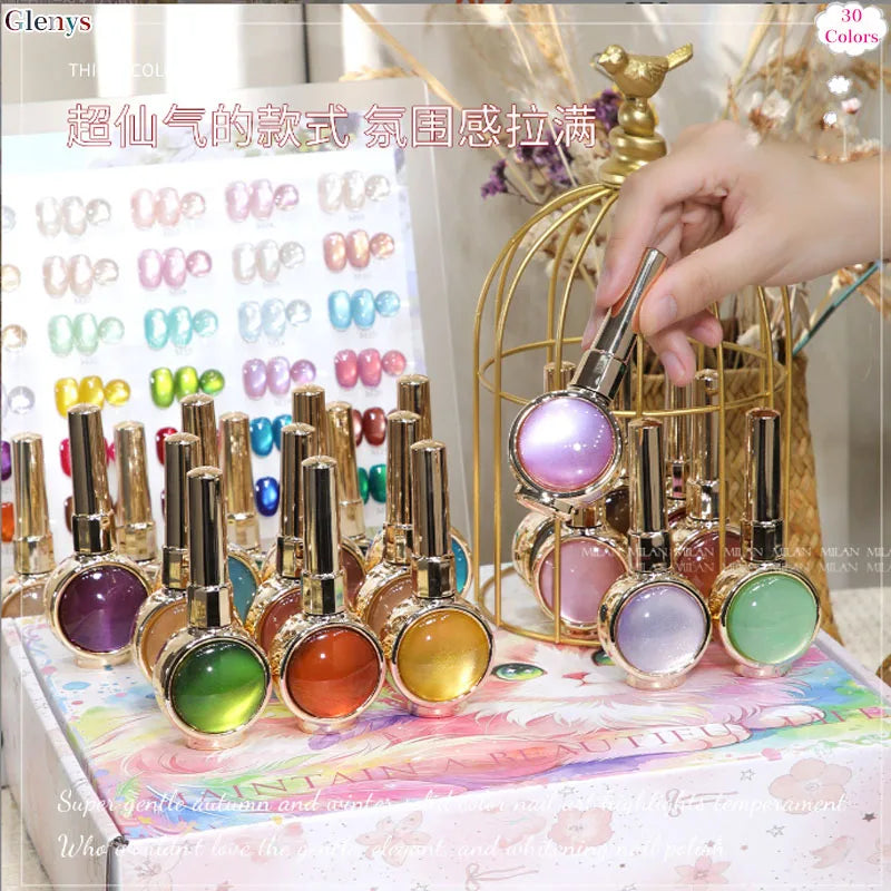 Glenys 30 Color Cat's Eye Nail Polish Gel Net Red Popular Fairy Spirit