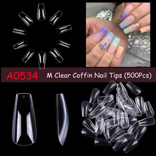 Makartt Fake Nail Tips 500pcs Almond Full Cover Gel Tips False Acrylic