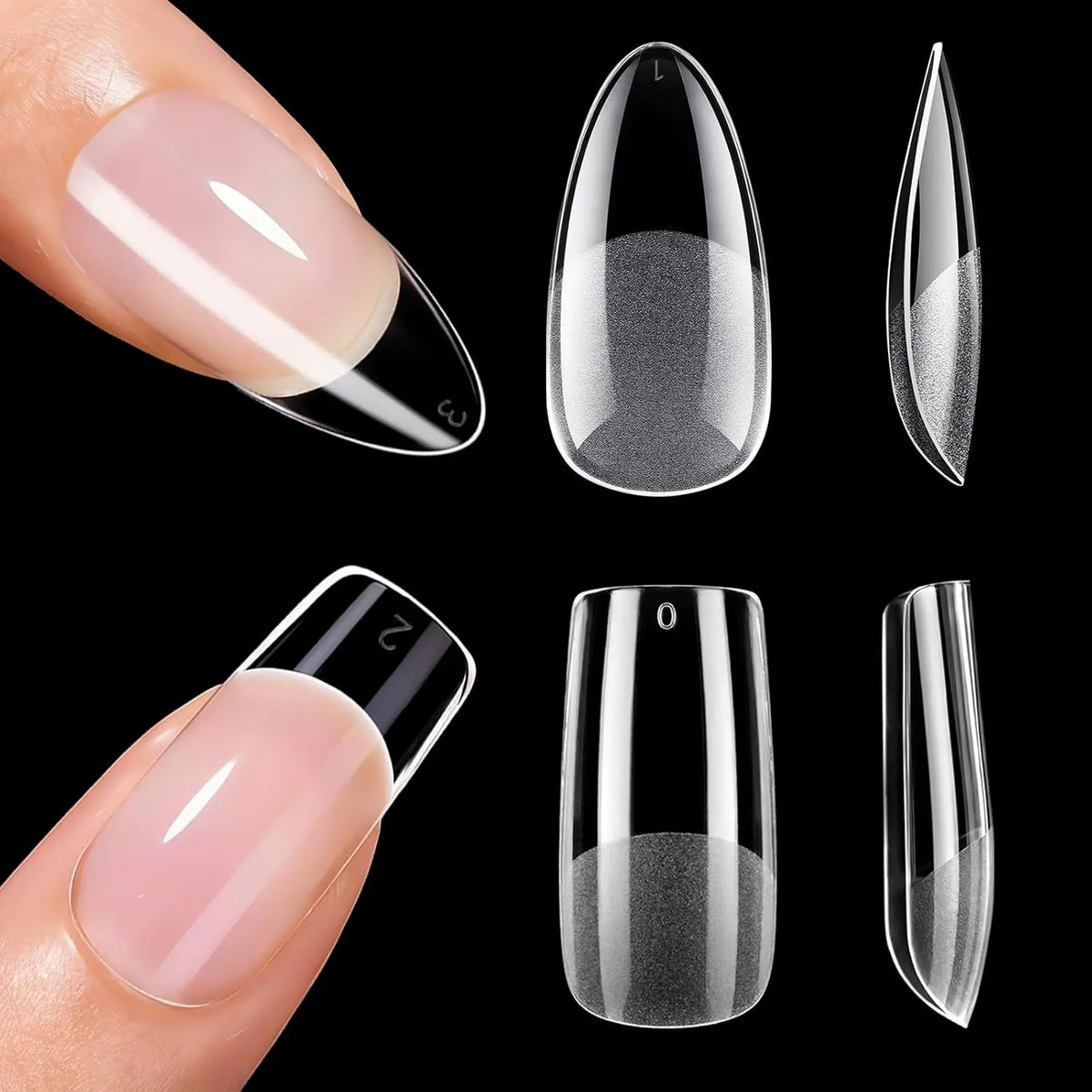 Makartt Fake Nail Tips 500pcs Almond Full Cover Gel Tips False Acrylic