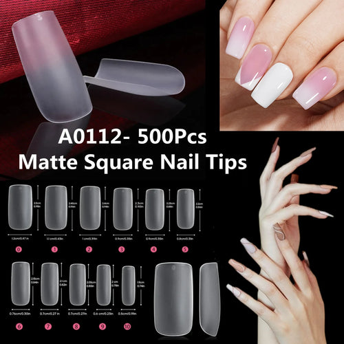 Makartt Fake Nail Tips 500pcs Almond Full Cover Gel Tips False Acrylic