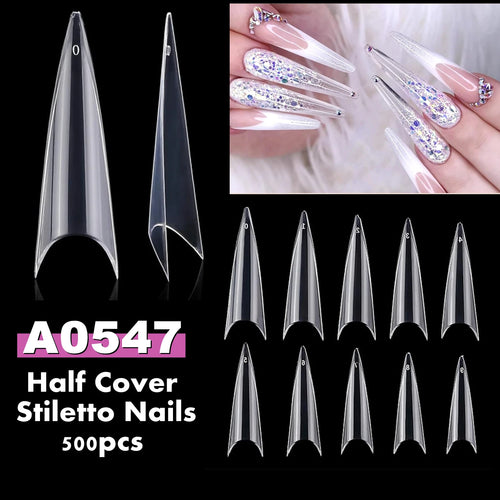 Makartt Fake Nail Tips 500pcs Almond Full Cover Gel Tips False Acrylic