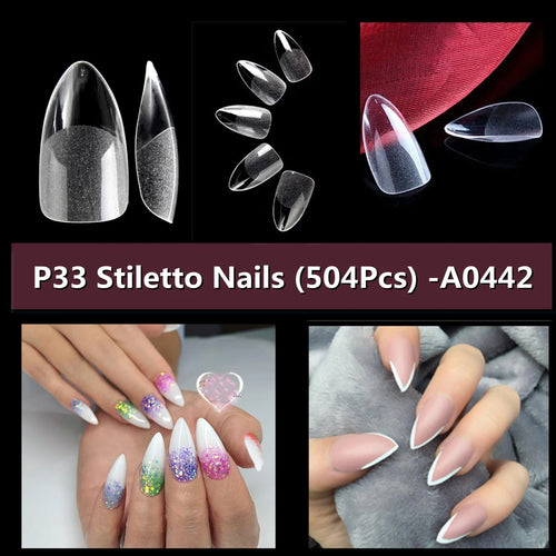 Makartt Fake Nail Tips 500pcs Almond Full Cover Gel Tips False Acrylic