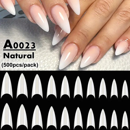 Makartt Fake Nail Tips 500pcs Almond Full Cover Gel Tips False Acrylic