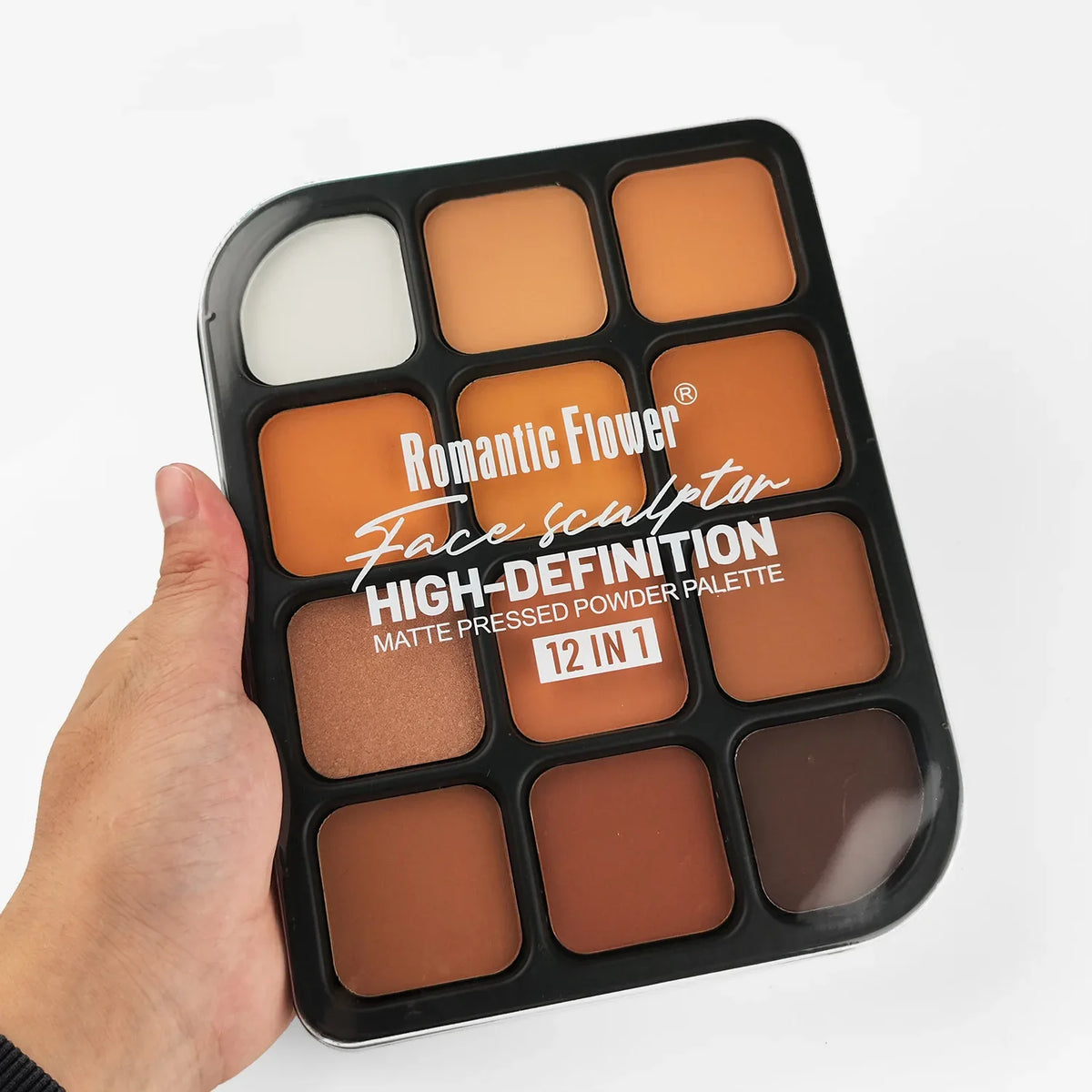 Deep Skin 12-Color Matte Contour Palette - Full Coverage All-In-One