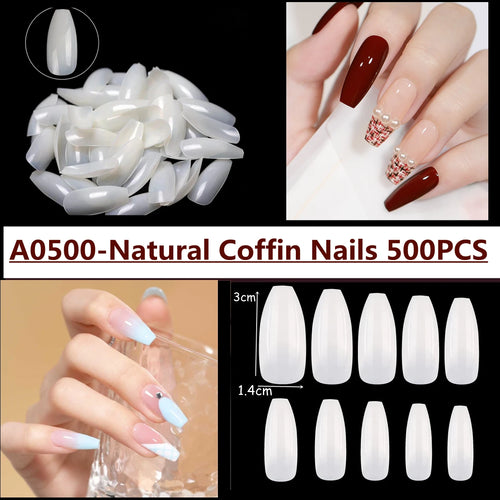 Makartt Fake Nail Tips 500pcs Almond Full Cover Gel Tips False Acrylic