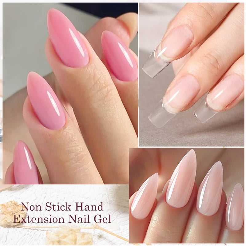 3/4pcs/Set 8ml Clear White Pink Non Stick Hand Extension Gel Nail