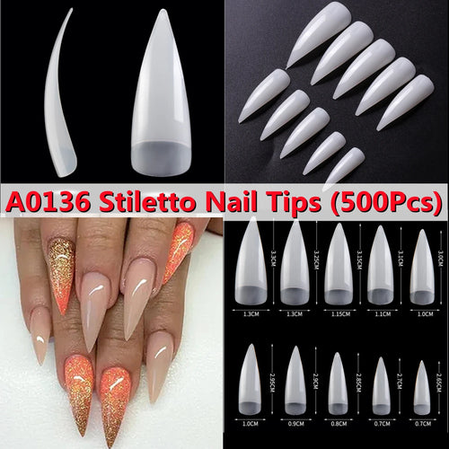 Makartt Fake Nail Tips 500pcs Almond Full Cover Gel Tips False Acrylic