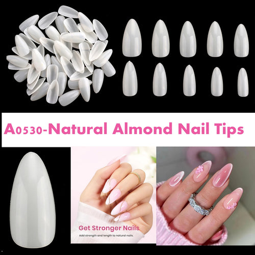 Makartt Fake Nail Tips 500pcs Almond Full Cover Gel Tips False Acrylic