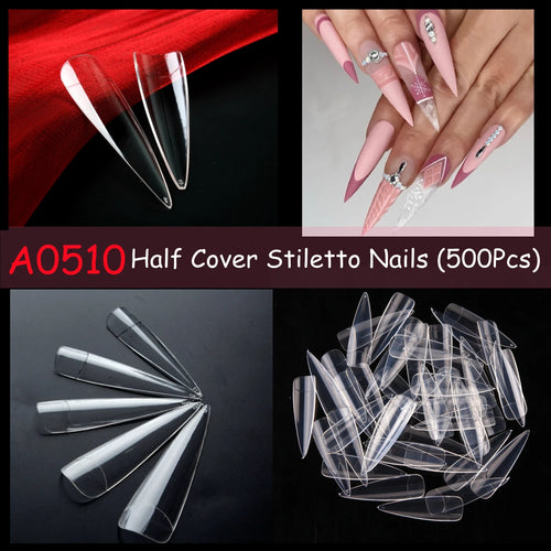 Makartt Fake Nail Tips 500pcs Almond Full Cover Gel Tips False Acrylic